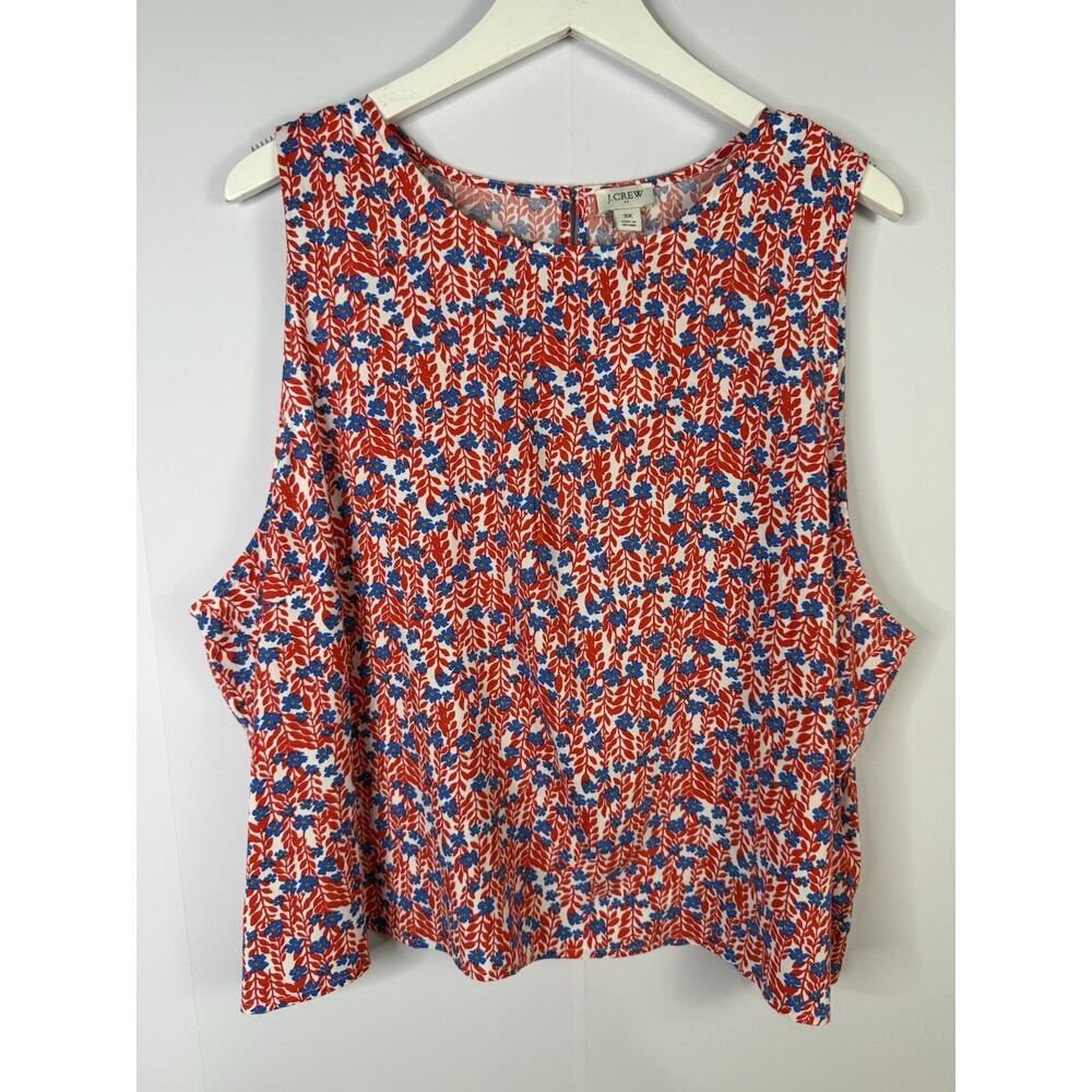J. Crew Womens Tank Top Size‎ 3x Floral Preppy Beachy Patriotic Viscose NEW
